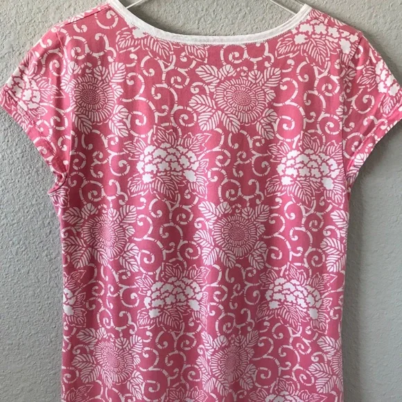 Garnet Hill Long Floral Asian Wrap L Organic Cotton Cap Sleeve Nightgown Pink - Picture 6 of 9